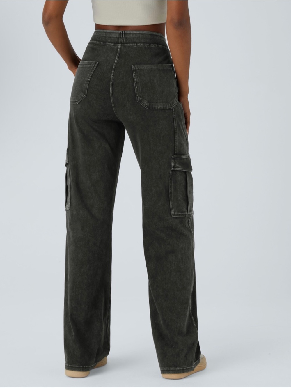 HALARA Washed Black Straight -Leg Cargo Jeans - Picture 3 of 6